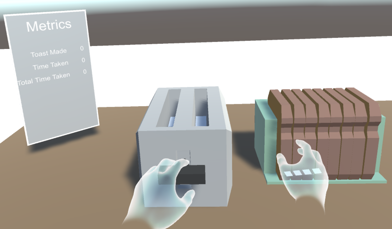 A prototype scenario where the stroke patient goes through the steps of making toast